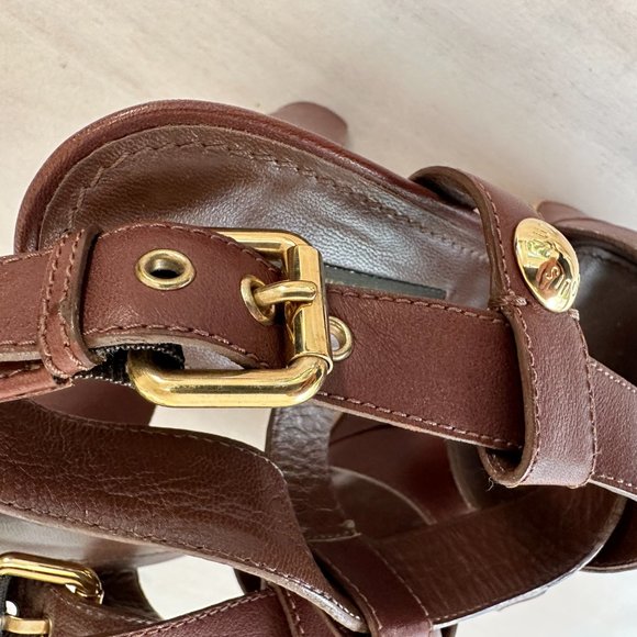 RARE Louis Vuitton High Heel Sandals in Cognac leather  Size  38 - Picture 7 of 14